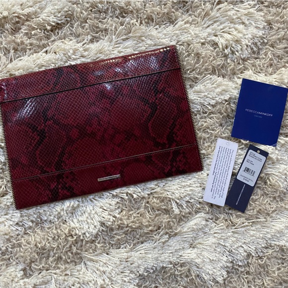 Rebecca Minkoff Sunday Leo red Snakeskin Clutch NWT - Picture 7 of 10